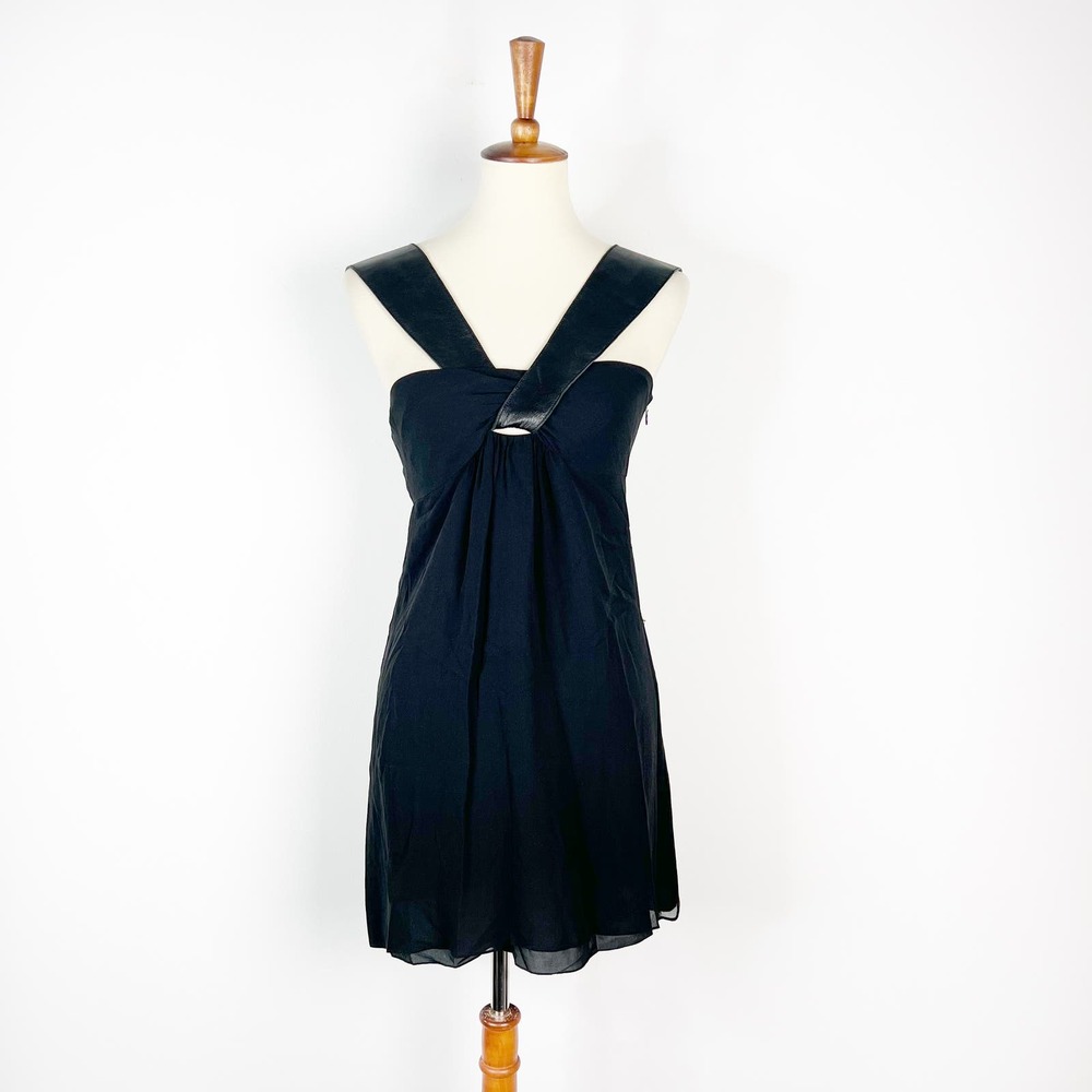 Vivienne Tam black dress 100% silk w/ leather straps Size 1